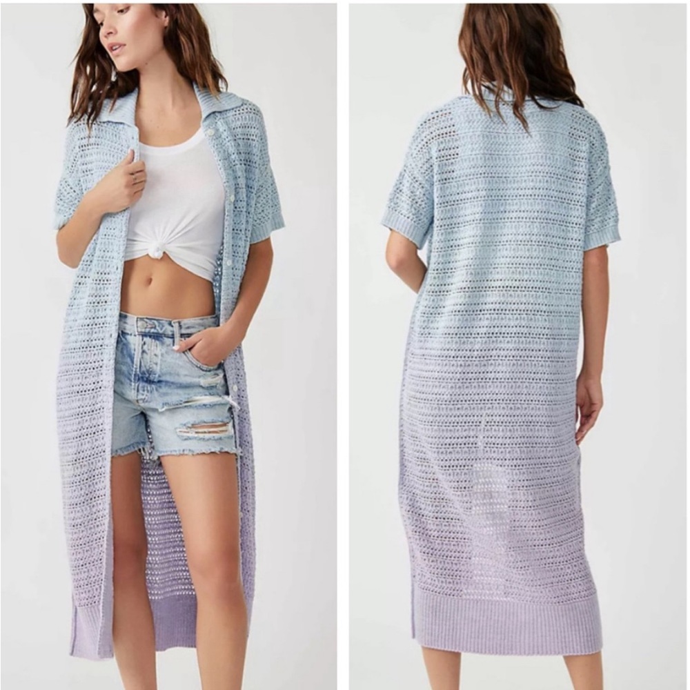 NEW Free People Alicia Ombre Open Crochet Cardigan Size Medium